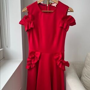Ted Baker Vibrant Red Ruffle Sleeve Dress
